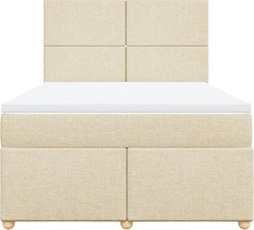 vidaXL Κρεβάτι Boxspring με Στρώμα Κρεμ 140x190 εκ. Υφασμάτινο