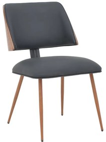 Καρέκλα Ubane μαύρο pu-πόδι καρυδί μέταλλο 53x62.5x85εκ 53x62.5x85 εκ.