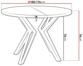 Τραπέζι Oswego 111, Μαύρο, Craft χρυσή βελανιδιά, 76cm, Επιμήκυνση, Πλαστικοποιημένη μοριοσανίδα, Μέταλλο | Epipla1.gr