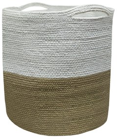 Καλάθι Πλεκτό Βαμβακερό-Polyester Beige-White 40x40εκ. Komvos Home 7012149-1