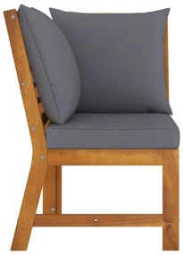 vidaXL Καναπές Αρθρωτός από Μασίφ Ξύλο Ακακίας & Σκούρα Γκρι Μαξιλάρι