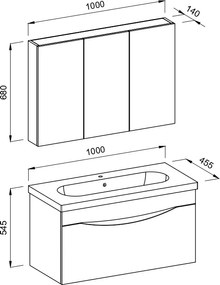 Martin Smile 100 Anthracite  MDF - Πάγκος με Νιπτήρα &amp; Καθρέπτη