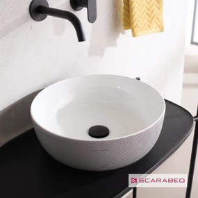 SCARABEO Glam 1807-SENR Πορσελάνινος Επιτραπέζιος Νιπτήρας Pois Black Ø39εκ