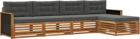 vidaXL Σειρά Καναπέ Εξωτερικού 5 pcs Φυσικό και Ανθρακί Πολυεστέρας
