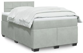 vidaXL Κρεβάτι Boxspring με Στρώμα Ανοιχτό Γκρι 120x200 εκ. Βελούδινο