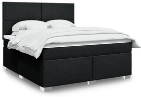 vidaXL Κρεβάτι Boxspring με Στρώμα Μαύρο 180x200 εκ. Υφασμάτινο