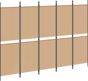 vidaXL 5-Panel Room Divider Μπεζ 250 x 180 cm Ύφασμα