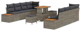 vidaXL Σετ Καναπέ Κήπου με μαξιλάρι 11 pcs Γκρι Πολυ ράταν