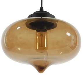 GloboStar® QUINN 01029 Vintage Κρεμαστό Φωτιστικό Οροφής Μονόφωτο 1 x E27 Γυάλινο Φιμέ Καφέ Φ26 x Y20cm