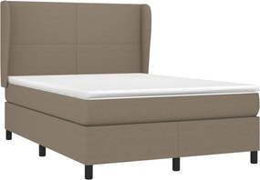 vidaXL Κρεβάτι Boxspring με Στρώμα Taupe 140x190 εκ. Υφασμάτινο