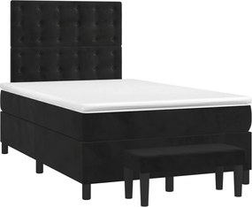 vidaXL Κρεβάτι Boxspring με Στρώμα Μαύρο 120x190 εκ. Βελούδινο