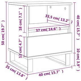 Κομοδίνα 2 τεμ. Γκρι Σκυροδέματος 40x35x50 εκ. Επεξεργ. Ξύλο - Γκρι