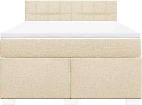 vidaXL Κρεβάτι Boxspring με Στρώμα Κρεμ 140x190 εκ. Υφασμάτινο
