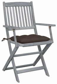 vidaXL Καρέκλες Εξωτ. Χώρου Πτυσσόμενες 6 τεμ Ξύλο Ακακίας &amp; Μαξιλάρια