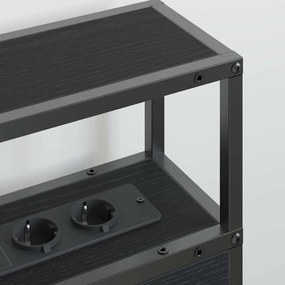 vidaXL Κεφαλάρι Αποθήκης με ράφι Μαύρη δρυς 200 cm Επεξεργασμένο ξύλο