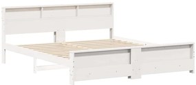 vidaXL Σκελετός Κρεβατιού Λευκό 200 x 200 cm Μασίφ ξύλο πεύκου