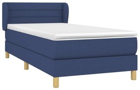 Κρεβάτι Boxspring με Στρώμα Μπλε 100 x 200 εκ. Υφασμάτινο - Μπλε