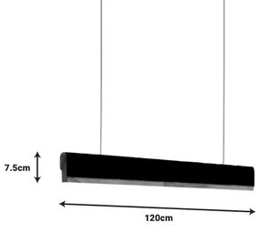 Φωτιστικό οροφής Rafmole led μαύρο μέταλλο-ξύλο 120x2.5x7.5εκ