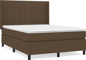 vidaXL Κρεβάτι Boxspring με Στρώμα Σκούρο Καφέ 140x190 εκ. Υφασμάτινο