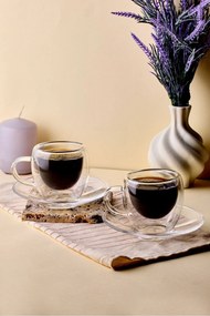 Stewehome Σετ διπλού τοιχώματος φλιτζάνια καφέ Λευκό