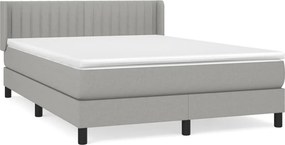 vidaXL Κρεβάτι Boxspring με Στρώμα Ανοιχτό Γκρι 140x190 εκ. Υφασμάτινο