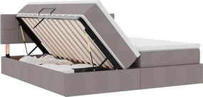 vidaXL Κρεβάτι Αποθήκης με κεφαλάρι 2 τεμ. Taupe Τεχνητό Δέρμα