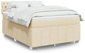 vidaXL Κρεβάτι Boxspring με Στρώμα Κρεμ 140x200 εκ. Υφασμάτινο