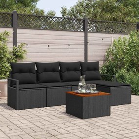 vidaXL Σετ Καναπέ Κήπου με αποθήκευση 6 pcs Μαύρο συνθετικό ρατάν