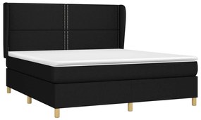 Κρεβάτι Boxspring με Στρώμα Μαύρο 180x200 εκ. Υφασμάτινο - Μαύρο