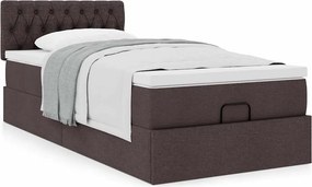 vidaXL Οθωμανικό κρεβάτι με στρώμα σκούρο καφέ 90x190cm ύφασμα