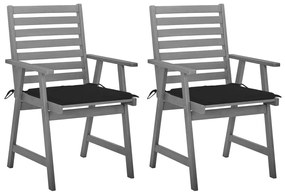 Καρέκλες Εξ. Χώρου 2 τεμ. από Μασίφ Ξύλο Ακακίας με Μαξιλάρια