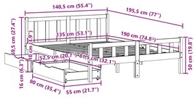 ΣΚΕΛΕΤΟΣ ΚΡΕΒΑΤΙΟΥ ΧΩΡΙΣ ΣΤΡΩΜΑ 135X190 ΕΚ ΜΑΣΙΦ ΞΥΛΟ ΠΕΥΚΟΥ 3301569