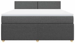 vidaXL Κρεβάτι Boxspring με Στρώμα Σκούρο Γκρι 180x200 εκ Υφασμάτιν
