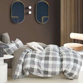 Σεντόνια William (Σετ 4τμχ) Grey-White Melinen Queen Size 230x270cm 100% Cotton Satin