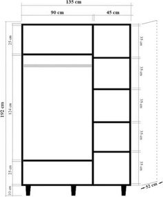 Τριφυλλη Ντουλαπα Δρυς Sonoma MODE 52x45x210