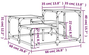 Τραπεζάκι Σαλονιού Μαύρο 68 x 68 x 40 εκ. Επεξεργασμένο Ξύλο - Μαύρο