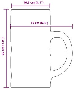 Κούπα Μπίρας με Λαβή Γυάλινη 6 Τεμ. 1000 ml - Διαφανές