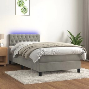 ΚΡΕΒΑΤΙ BOXSPRING ΜΕ ΣΤΡΩΜΑ &amp; LED ΑΝ.ΓΚΡΙ 100X200 ΕΚ. ΒΕΛΟΥΔΙΝΟ 3134567