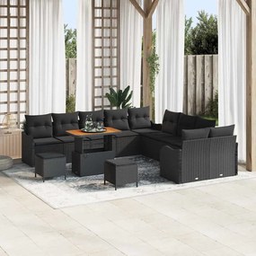 vidaXL Σετ Καναπέ Κήπου 13 pcs Μαύρο συνθετικό ρατάν