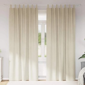 Curtains blackout vidaXL με κρεμαστούς βρόχους 2 τεμάχια Κρεμ Βελούδο