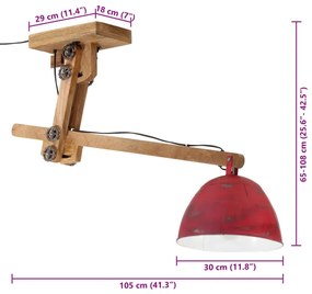 Φωτιστικό Οροφής 25 W Αντικέ Κόκκινο 105x30x65-108 εκ. Ε27 - Κόκκινο