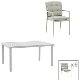 Kliton-Moritz dining table set of 7 aluminum in white and gray shade 150x80x74cm 150x80x74 εκ.