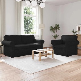 vidaXL Σετ Καναπέ 2 pcs Μαύρο 175 x 82 x 80 εκ ύφασμα