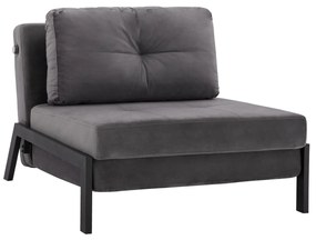 Armchair Bed, velvet grey, 95x92x66cm