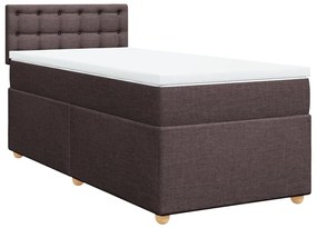 vidaXL Κρεβάτι Boxspring με Στρώμα Σκούρο Καφέ 90x190 εκ. Υφασμάτινο