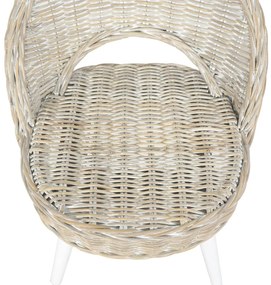 vidaXL Πολυθρόνα Λευκή από Ρατάν Kubu