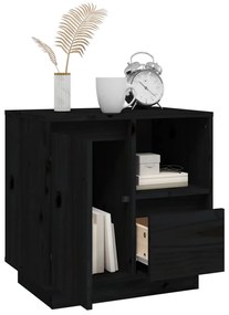 vidaXL Κομοδίνα 2 τεμ. Μαύρα 50x34x50 εκ. από Μασίφ Ξύλο Πεύκου