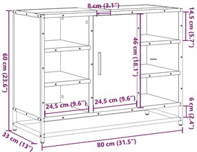 Ντουλάπι Μπάνιου Νιπτήρα Καπνιστή Δρυς 80x33x60 εκ. Επεξ. Ξύλο - Καφέ