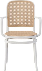 FLORENCE Πολυθρόνα PP Άσπρο, PP Rattan Μπεζ, Στοιβαζόμενη   1τμχ