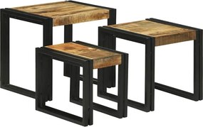 vidaXL Τραπέζι Σαλονιού με Στηρίγματα 3 pcs Καφέ και Μαύρο